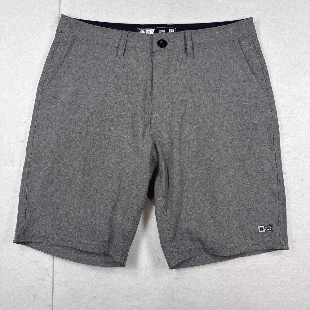 Salty Crew Mens Hybrid Shorts Size 31 Grey Heathered Walk Water Board Shorts